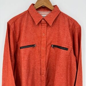 True Religion Mens Shirt XL Long Sleeve Orange Script Y2K